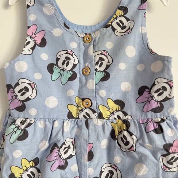 Disney Minnie Mouse Girls Romper Blue Polka Dot Button Front Size 24 Months - Picture 2 of 8